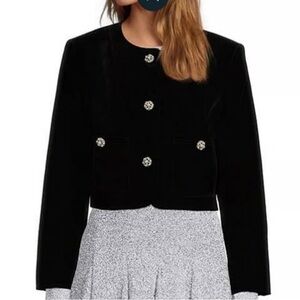 ANTONIO MELANI Black Velvet Blazer with Crystal Buttons